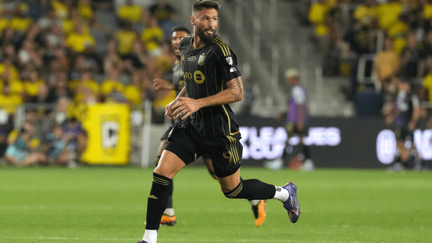 COLUMBUS, OHIO - AUGUST 25: Olivier Giroud #9 of Los Angeles FC in action during the Leagues Cup 2024 Final against the Columbus Crew at Lower.com Field on August 25, 2024 in Columbus, Ohio. (Photo by Jason Mowry/Getty Images)